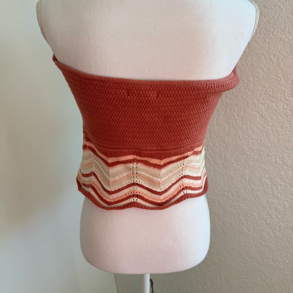 American Eagle Outfitters Cropped Chevron Crochet Tube Top Size XL Boho - Picture 3 of 8